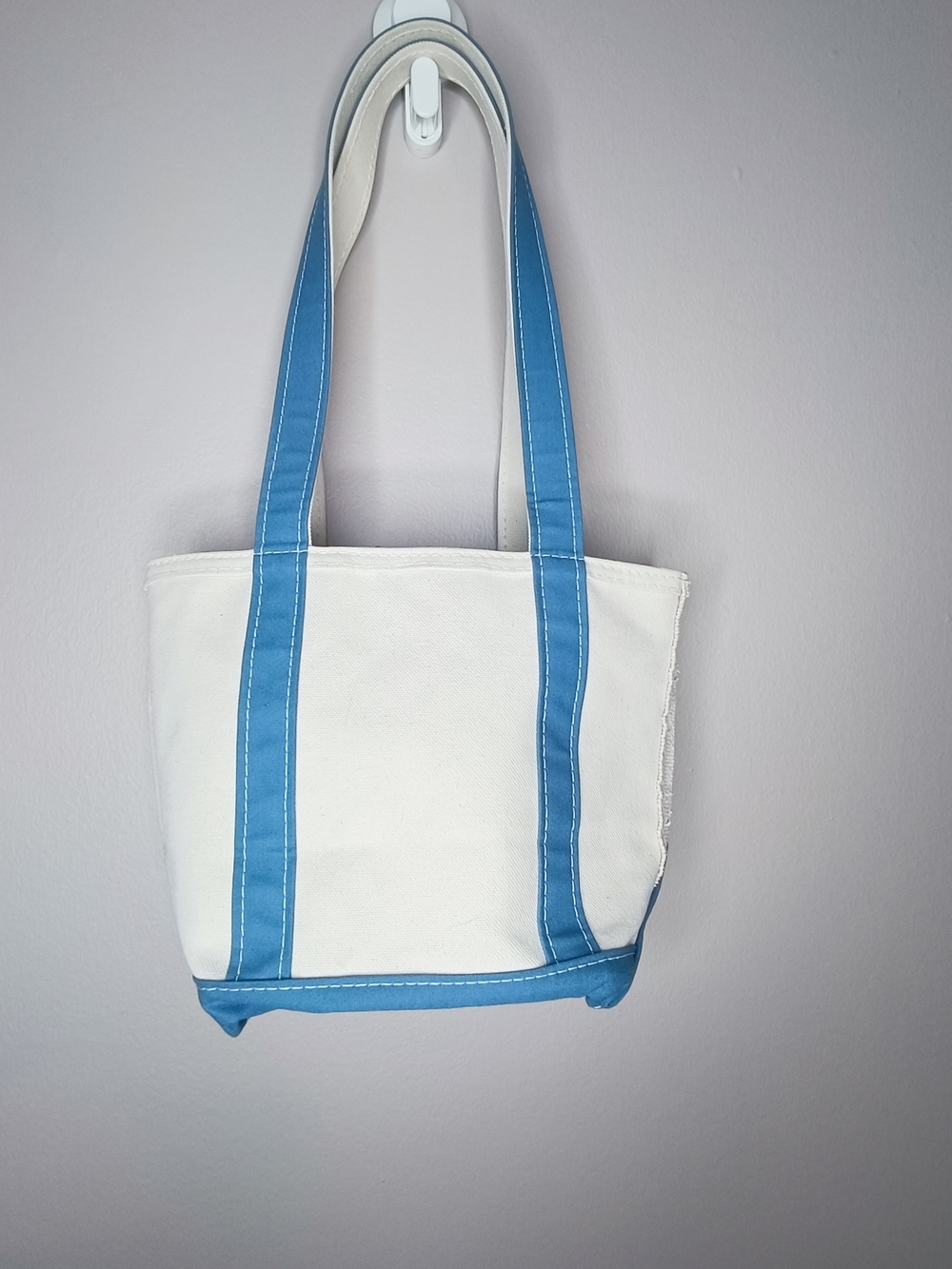 L.L.Bean Boat and Tote Zip-Top Medium Canvas Bag Regatta Blue Long Handles CBK - Picture 3 of 15